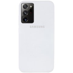 Чехол для Samsung Galaxy Note 20 Ultra Silicone Full (Белый / White) с закрытым низом и микрофиброй