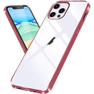 Прозорий силіконовий чохол з глянсовою окантовкою для Apple iPhone 12 Pro Max (6.7 ") (Rose Gold)