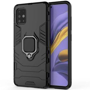 Ударопрочный чехол Transformer Ring for Magnet для Samsung Galaxy A71 (A715) Черный Противоударный, бронированный с кольцом
