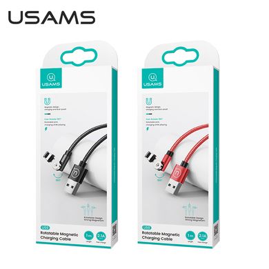 Кабель USAMS Type-C 180° Rotatable Magnetic Charging Cable U59 US-SJ473 |1m, 2.4A| Black, Black