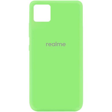 Чехол для Realme C11 Silicone Full с закрытым низом и микрофиброй Зеленый / Green