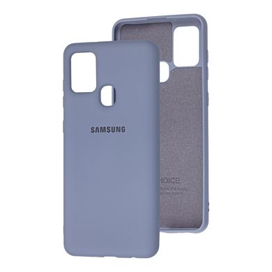 Чохол для Samsung Galaxy A21s (A217) Silicone Full лавандовий сірий з закритим низом і мікрофіброю