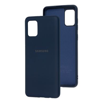 Чехол для Samsung Galaxy A31 (A315) Silicone Full темно-синий c закрытым низом и микрофиброю