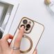 Чехол для iPhone 14 Pro Gold Plating with Magsafe + стекло на камеру Navy Blue