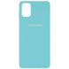 Чехол для Samsung Galaxy M51 Silicone Full Бирюзовый / Ice Blue с закрытым низом и микрофиброй