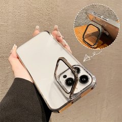 Чехол для iPhone 12 Pro Max TPU Camera Stand + Стекло на камеру Silver