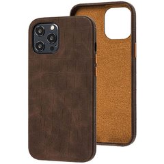 Кожаный чехол Croco Leather для Apple iPhone 12 Pro / 12 (6.1"") Brown