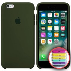 Чохол silicone case for iPhone 6 / 6s з мікрофіброю і закритим низом Virid / Темно - зелений
