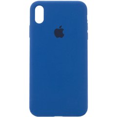 Чохол silicone case for iPhone XS Max з мікрофіброю і закритим низом Navy Blue