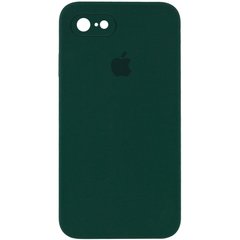 Чохол для Apple iPhone 7/8 / SE (2020) Silicone Full camera закритий низ + захист камери (Зелений / Dark green) квадратні борти