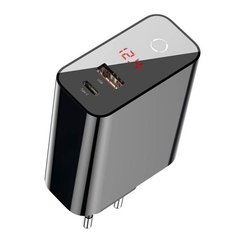 Мережевий зарядний пристрій Baseus Speed ​​PPS Smart Shutdown & Digital Display Quick Charger USB / Type-C PD3.0 + QC3.0 45W Black, Черный