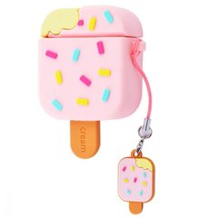 Силиконовый футляр Ice Cream series для наушников AirPods (Мороженое на палочке / Розовый)