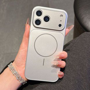 Чохол для Iphone 16 Скляний матовий + скло на камеру Nofelet AG Glass Case with Magsafe Silver