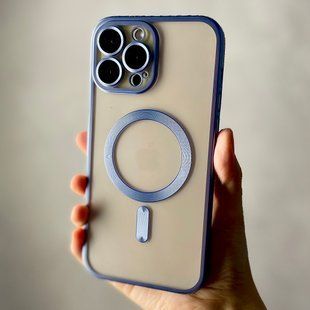 Чехол для iPhone 14 Pro Matt Shining Case with Magsafe + стекло на камеру Sierra Blue