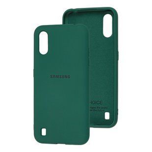 Чохол для Samsung Galaxy A01 (A015) Silicone Full сосновий зелений з закритим низом і мікрофіброю