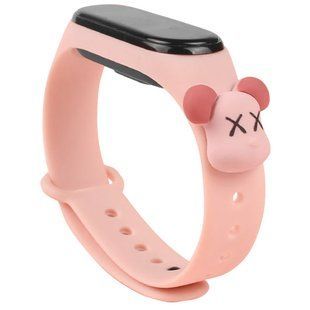 Силіконовий ремінець Cartoon Face для Xiaomi Mi Band 5 (Рожевий / Ведмідь KAWS)