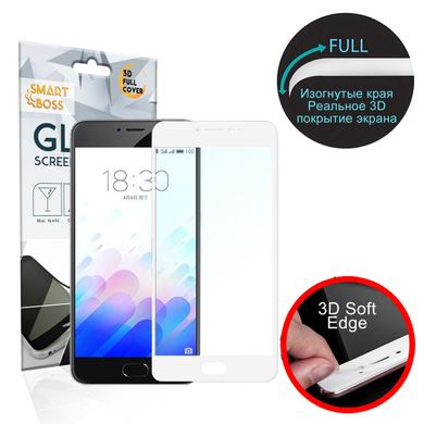 Зігнуте захисне скло 4D Soft Edge Smart Boss для Meizu U10 (2 кольори) Білий