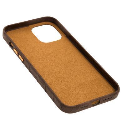 Кожаный чехол Croco Leather для Apple iPhone 12 Pro / 12 (6.1"") Brown