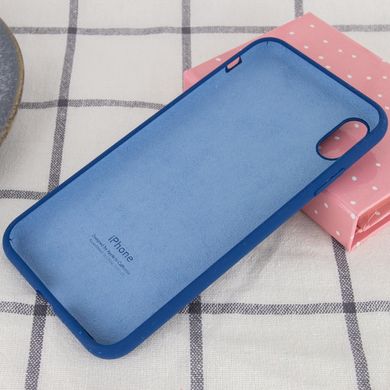 Чехол silicone case for iPhone XS Max с микрофиброй и закрытым низом Navy Blue