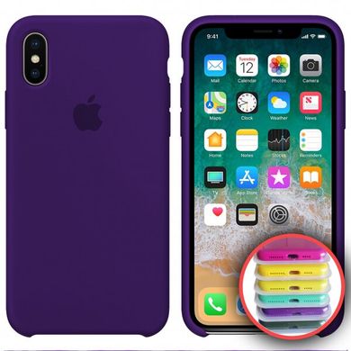 Чехол silicone case for iPhone XS Max с микрофиброй и закрытым низом Ultra Violet