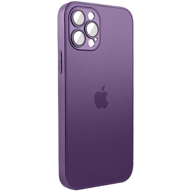 Чехол для Iphone 12 / 12 Pro Стеклянный матовый + стекло на камеру TPU+Glass Sapphire matte case Purple