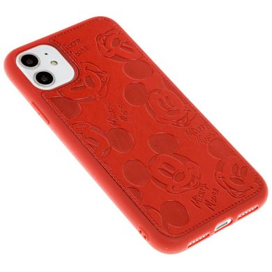 Чехол для iPhone 11 Mickey Mouse leather красный