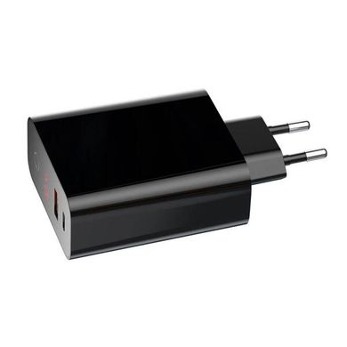 Мережевий зарядний пристрій Baseus Speed ​​PPS Smart Shutdown & Digital Display Quick Charger USB / Type-C PD3.0 + QC3.0 45W Black, Черный
