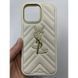 Чехол для Iphone 16 Pro Max Leather YSL White