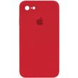 Чехол для Apple iPhone 7 / 8 / SE (2020) Silicone Full camera закрытый низ + защита камеры (Красный / Camellia) квадратные борты