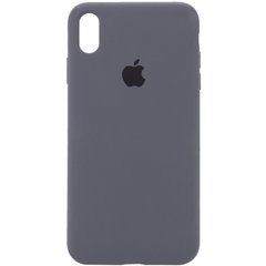 Чехол silicone case for iPhone X/XS с микрофиброй и закрытым низом Dark Grey