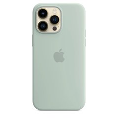 Чехол Silicone case Original 1:1 (AAA) with Magsafe для Apple iPhone 14 Pro Max (6.7") Бирюзовый / Succulent