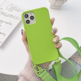 Чохол з ремінцем для iPhone 14 Crossbody fibra з Мікрофіброю Green