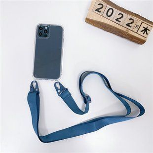 Чохол для iPhone 16 Pro прозорий з ремінцем Blue Cobalt