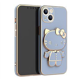 Чохол для iPhone 14 Plus Hello Kitty + дзеркало Blue