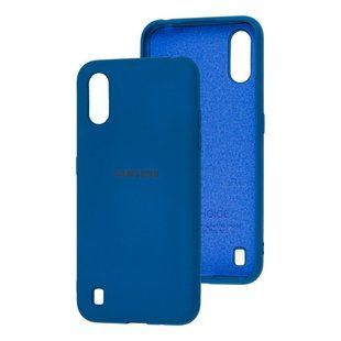 Чохол для Samsung Galaxy A01 (A015) Silicone Full синій з закритим низом і мікрофіброю