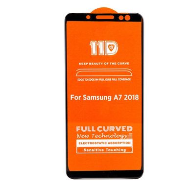5D + (11d) скло для Samsung Galaxy А7 2018 Black Повний клей, Черный