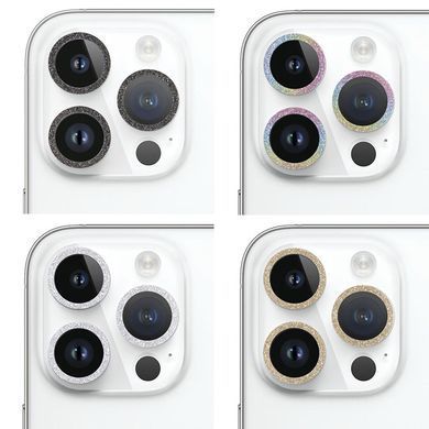 Захисне скло Metal Sparkles на камеру (в упак.) Apple iPhone 14 (6.1"") / 14 Plus (6.7"") Золотий / Gold