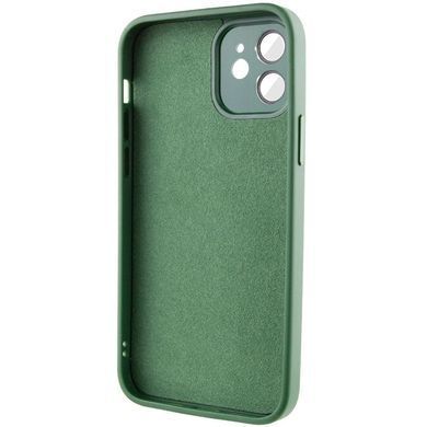 Чехол для iPhone 11 Стеклянный матовый + стекло на камеру с микрофиброй TPU+Glass Sapphire Midnight Forest green