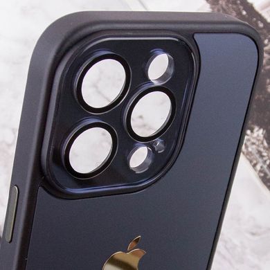 Чохол для iPhone 13 Pro Max Скляний матовий + скло на камеру з мікрофіброю TPU+Glass Sapphire Midnight  Black