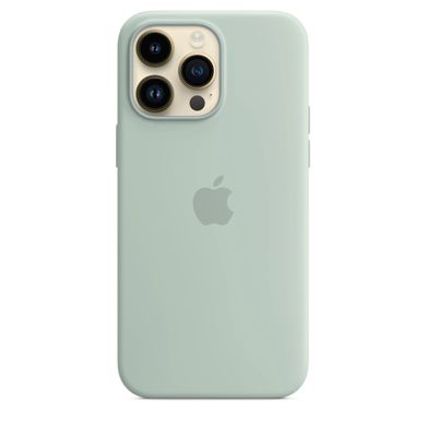 Чохол Silicone case Original 1:1 (AAA) with Magsafe для Apple iPhone 14 Pro Max (6.7") Бірюзовий / Succulent