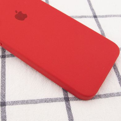 Чехол для Apple iPhone 7 / 8 / SE (2020) Silicone Full camera закрытый низ + защита камеры (Красный / Camellia) квадратные борты