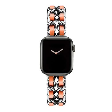 Ремінець для Apple Watch 38/40/41mm Chanel Leather Silver/Orange