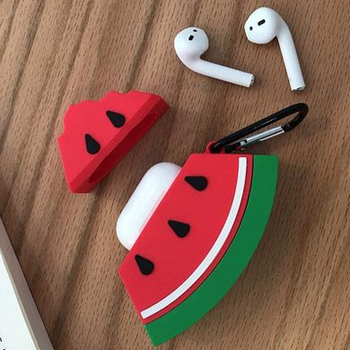 Силиконовый футляр Smile Fruits series для наушников AirPods + карабин (Watermelon)