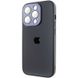 Чохол для iPhone 13 Pro Max Скляний матовий + скло на камеру з мікрофіброю TPU+Glass Sapphire Midnight  Black
