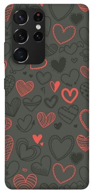 Чехол для Samsung Galaxy S21 Ultra PandaPrint Милые сердца паттерн