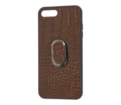 Чехол для iPhone 7 Plus / 8 Plus Genuine Leather Croco коричневый