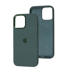 Чехол для iPhone 14 Pro Silicone Case Full (Metal Frame and Buttons) с металической рамкой и кнопками Forest Green