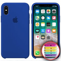 Чехол silicone case for iPhone XS Max с микрофиброй и закрытым низом Ultra Blue
