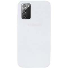 Чехол для Samsung Galaxy Note 20 Silicone Full (Белый / White) c закрытым низом и микрофиброю