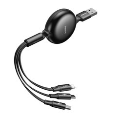 Кабель Baseus combo Little Octopus adjustable Micro USB+Lightning+Type-C |0.35M-1.05M| Black, Black